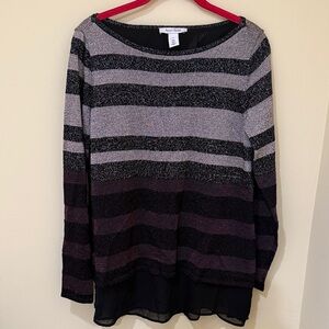 White House Black Market Metallic Striped Sweater, Size medium